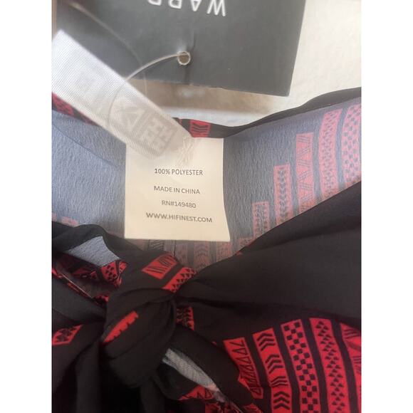 HAWAII’S FINEST HI Women’s Plus Sz 2X Red Black Geometric Design Wide Leg Pants - Picture 4 of 7